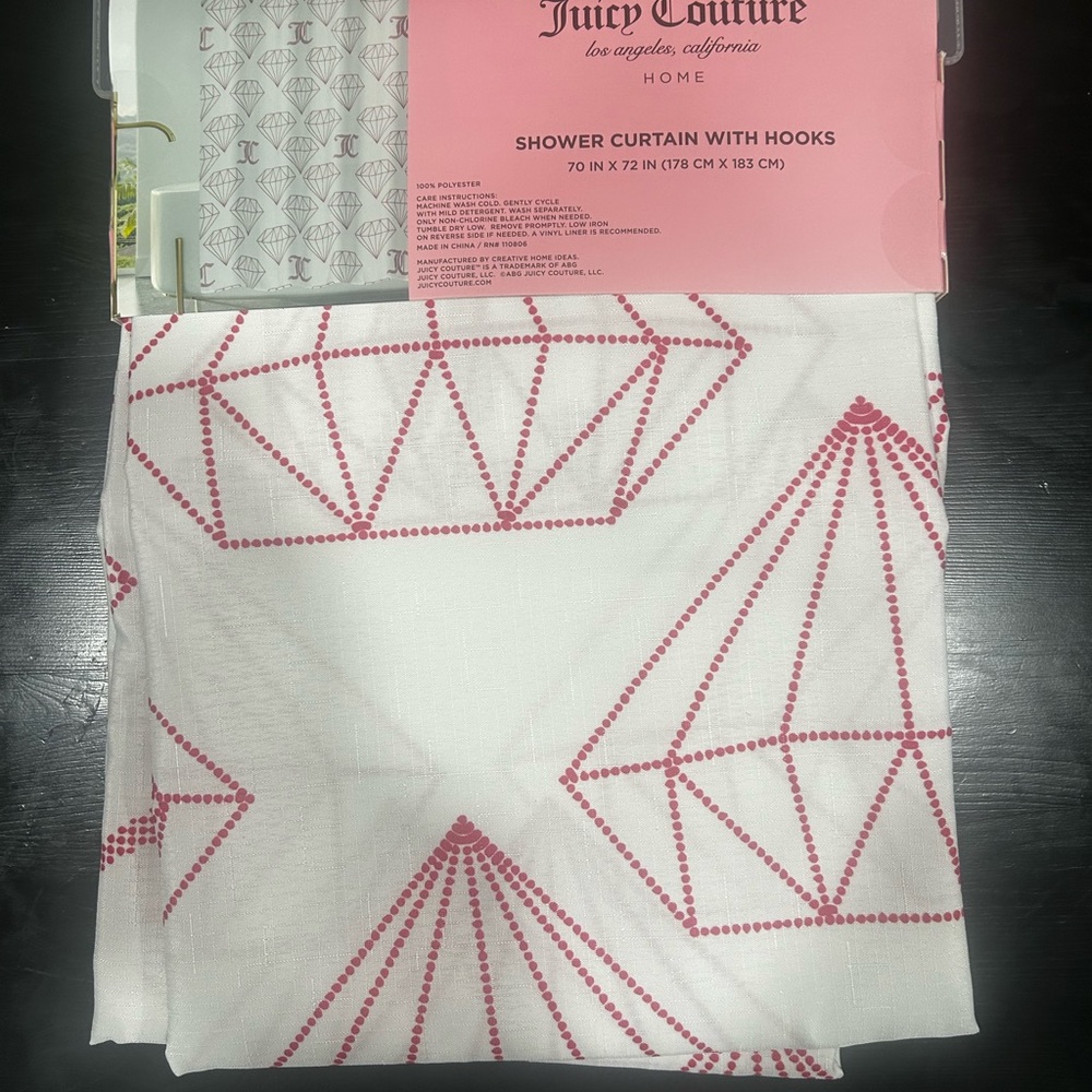 Juicy Couture Pink Diamond Pattern Shower Curtain